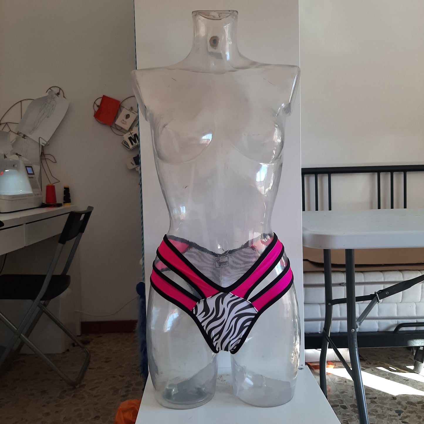 Completo monia stripe pitone/marrone