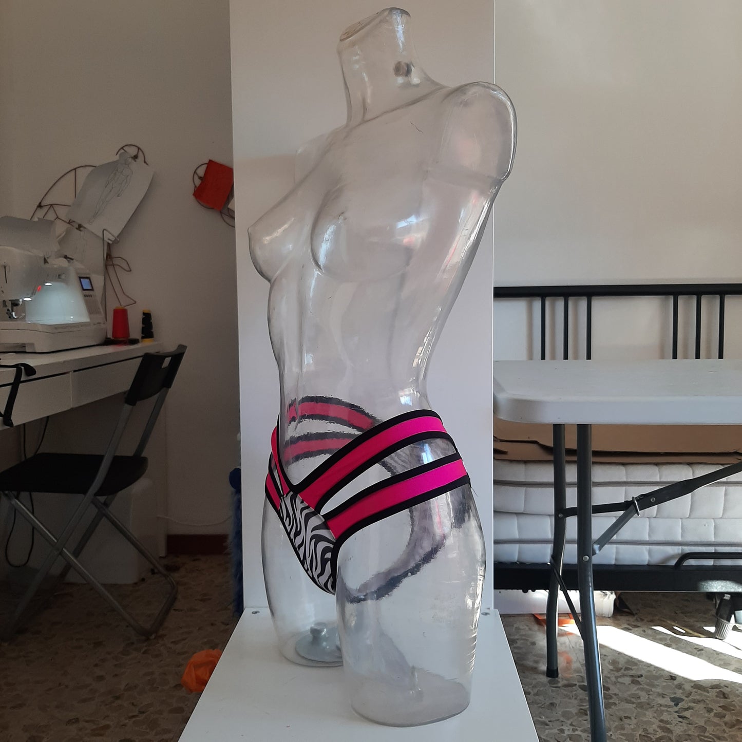 Completo monia stripe pitone/marrone