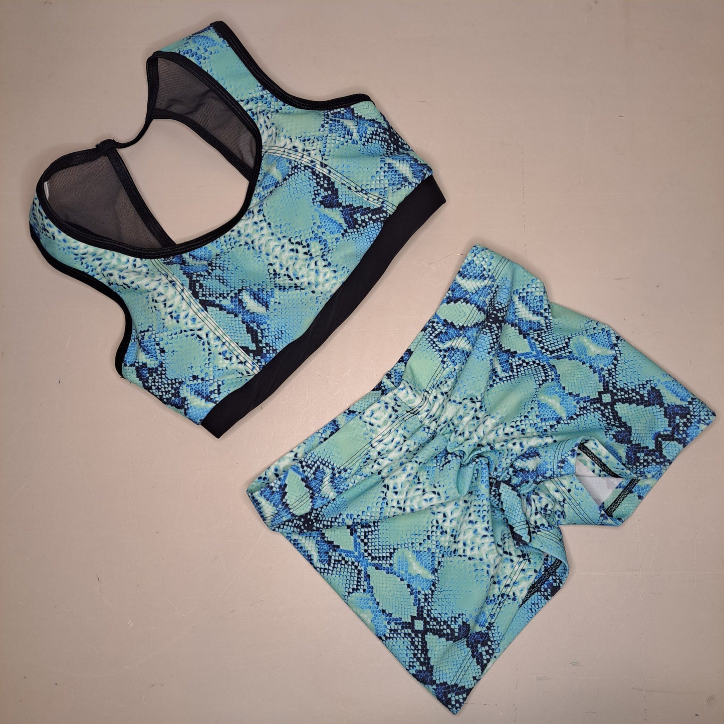 Completo fitness elisa anaconda azzurro - Flamingo pole wear