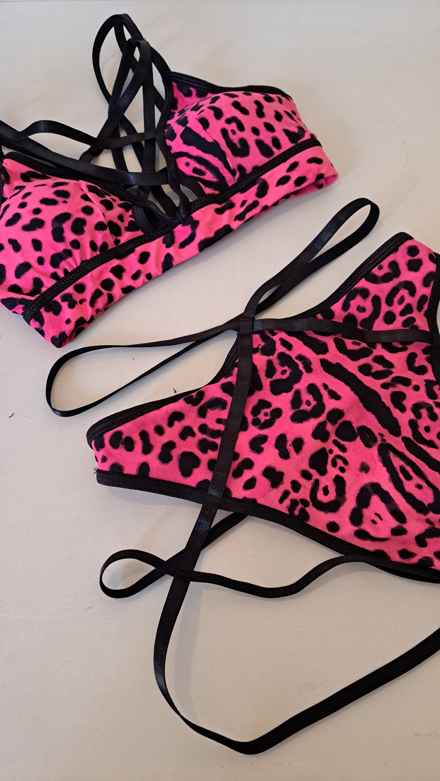 Completo spider high cut maculato fucsia - Flamingo pole wear