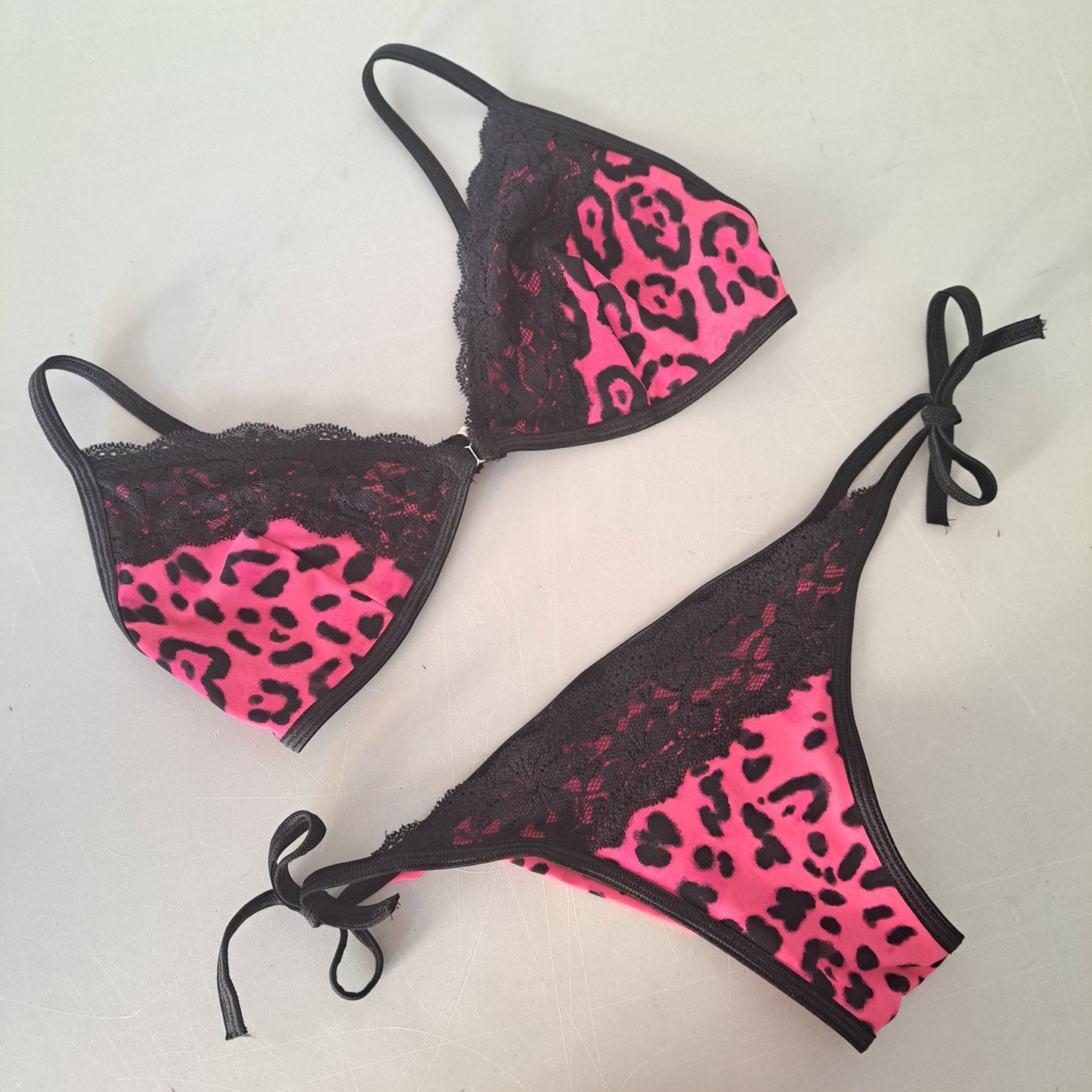 Completo liv laccetti beach lace maculato fucsia - Flamingo pole wear