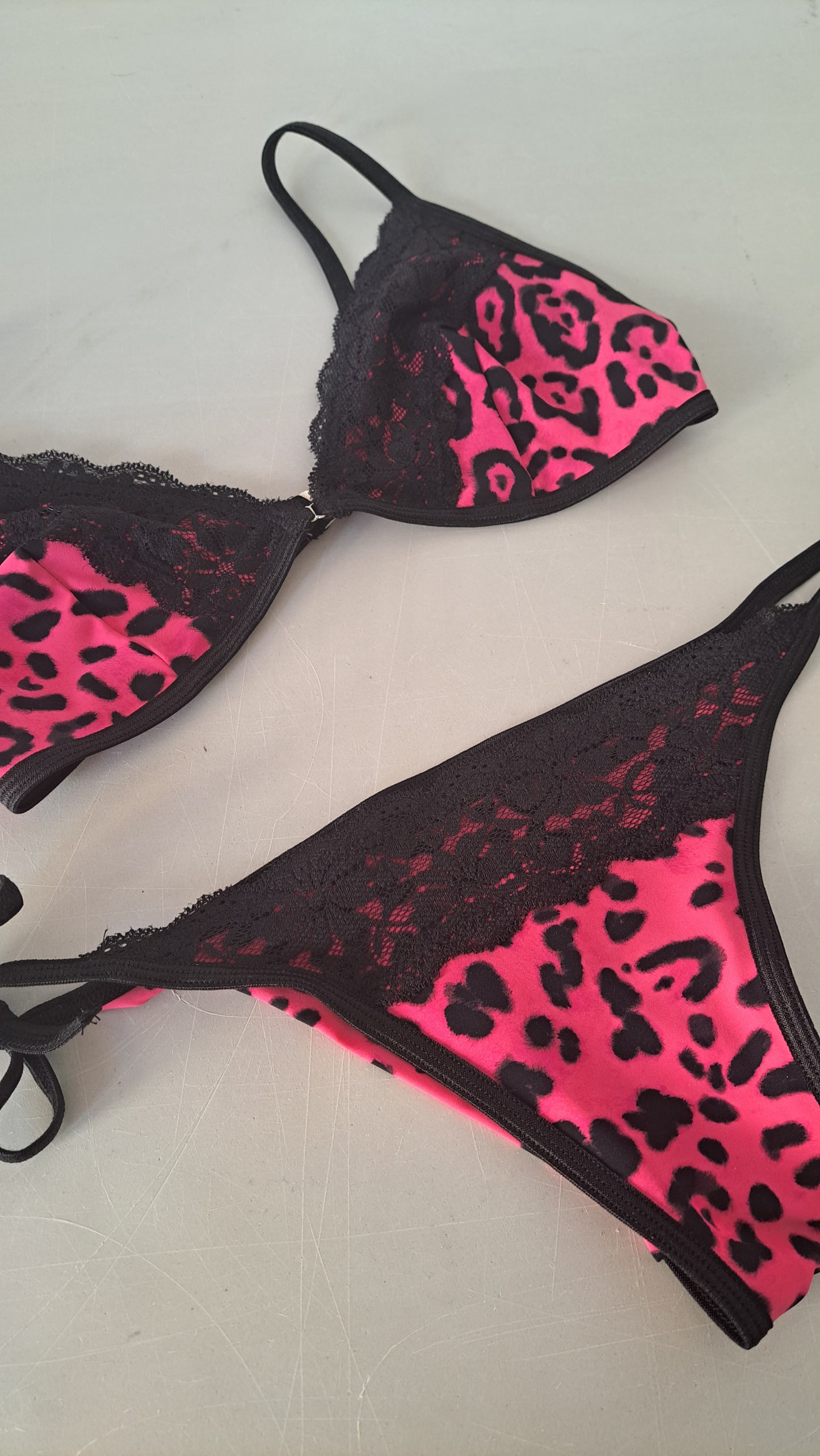 Completo liv laccetti beach lace maculato fucsia - Flamingo pole wear