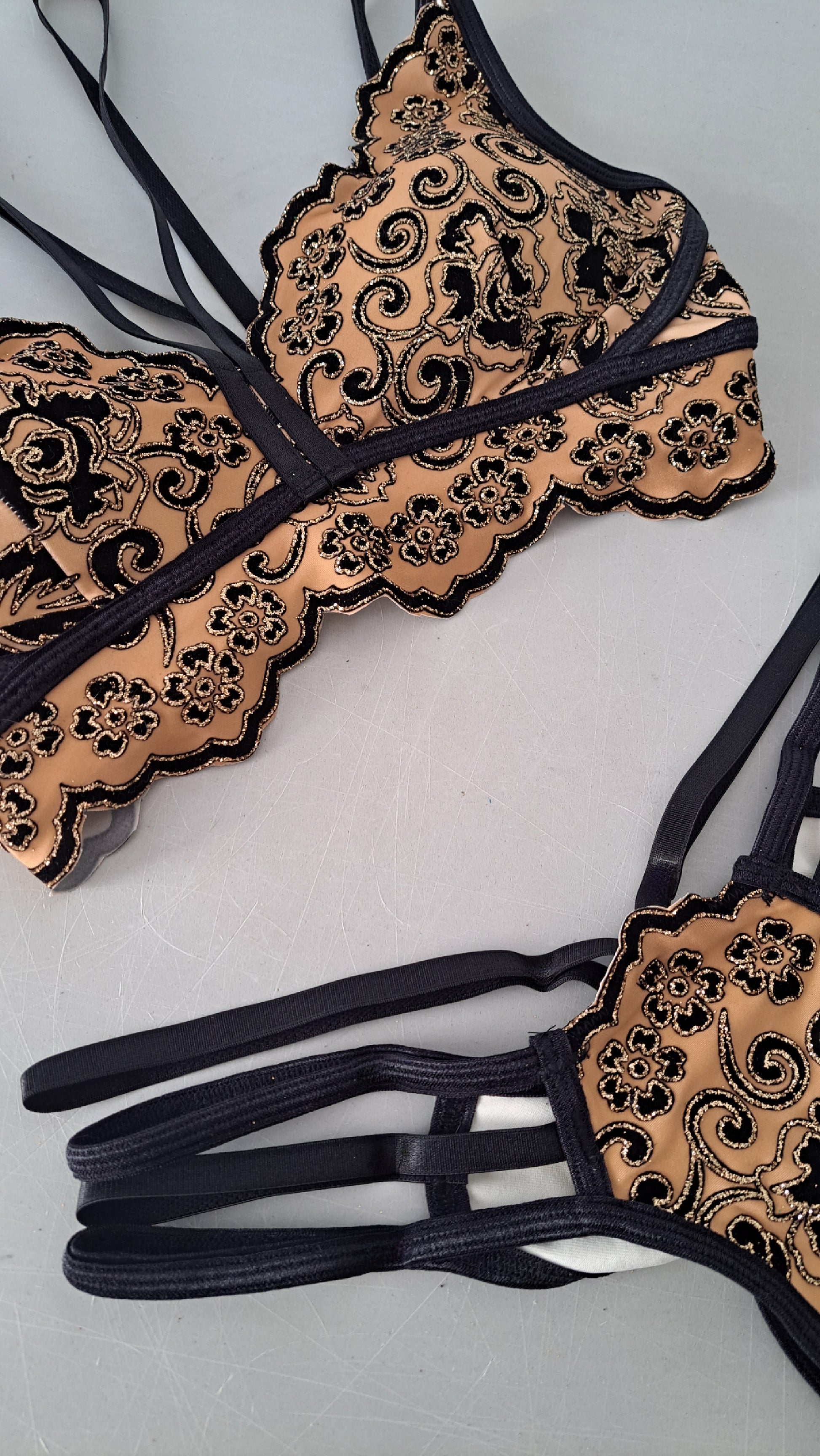 Completo glitter nude/nero - Flamingo pole wear