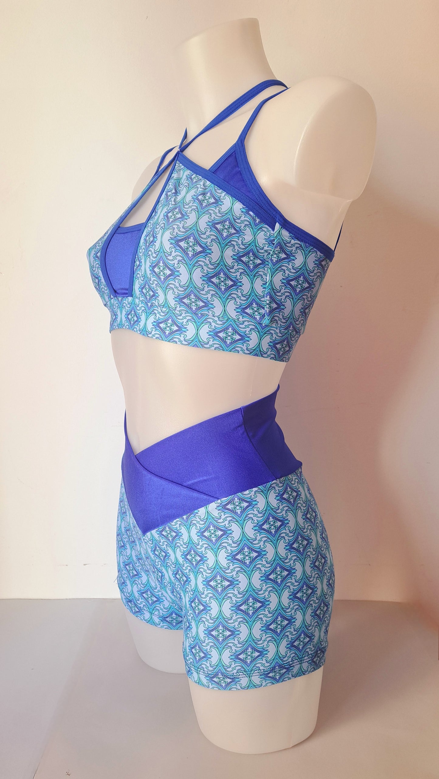 Completo yoga fitness rombi azzurro/bluette