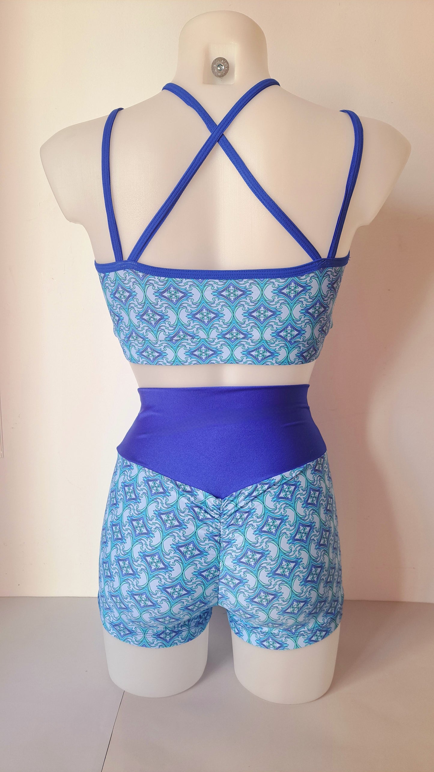 Completo yoga fitness rombi azzurro/bluette