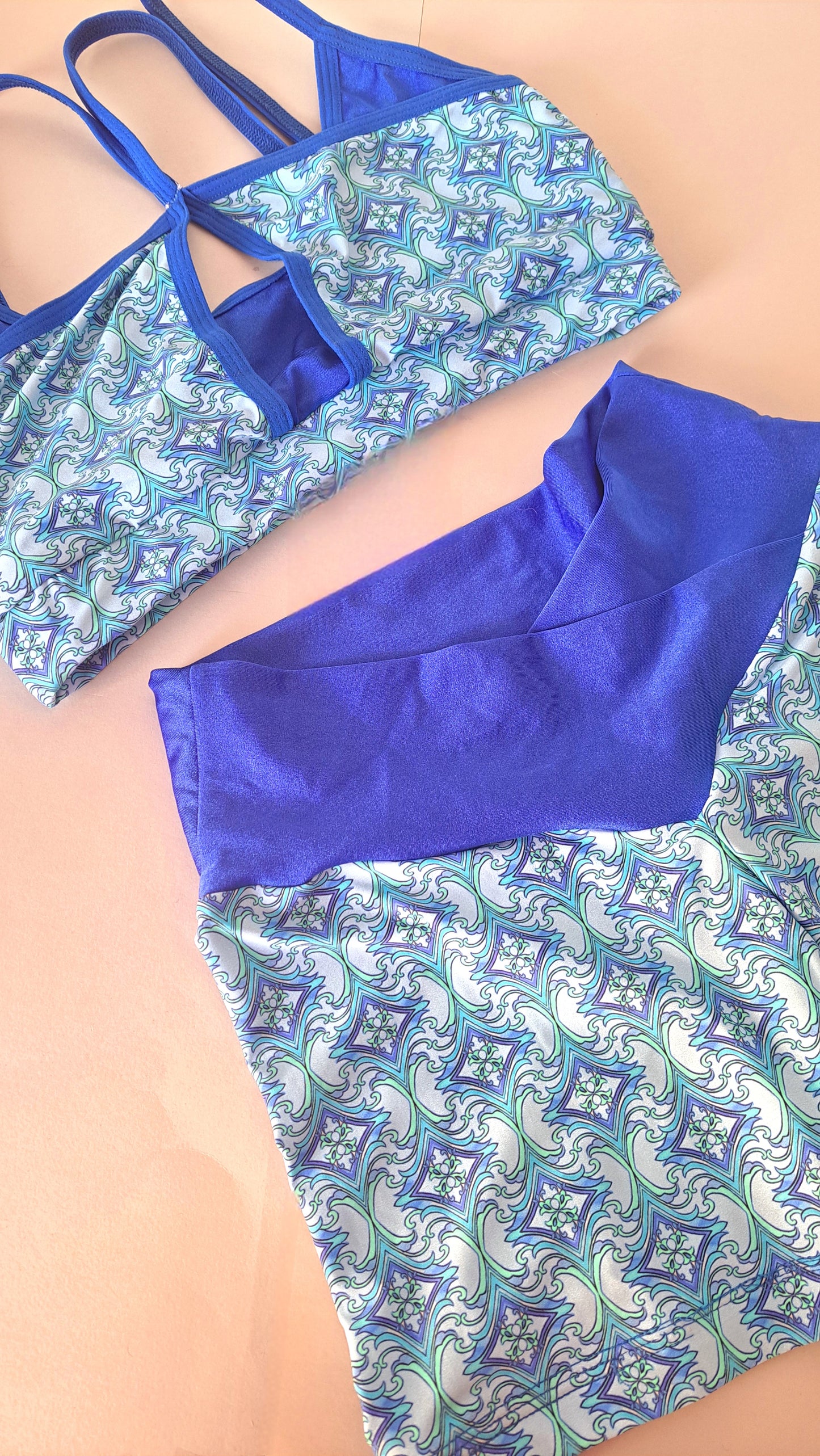 Completo yoga fitness rombi azzurro/bluette