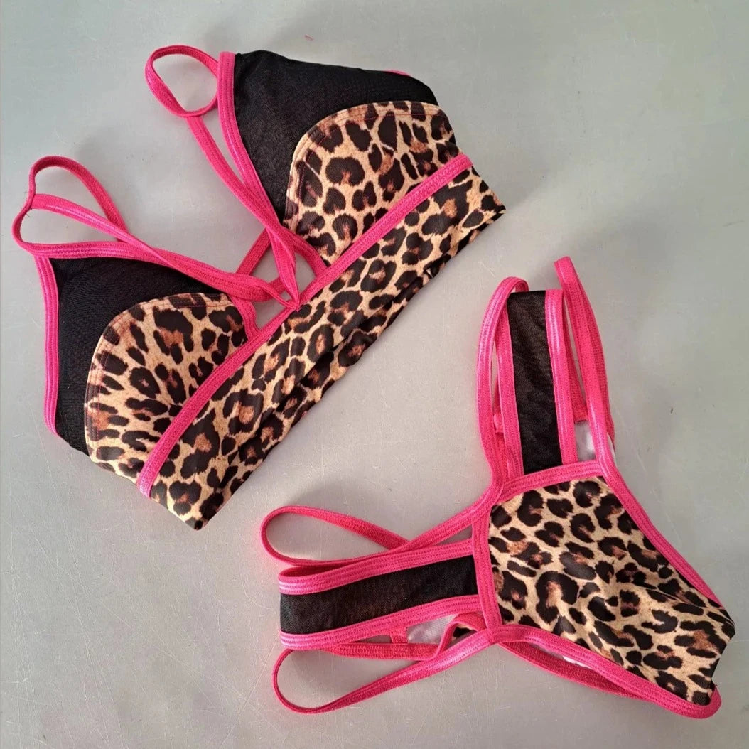 Completo ville/band maculato/fucsia
