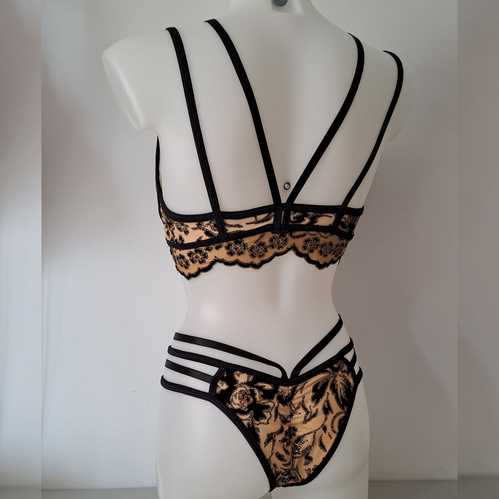 Completo glitter nude/nero - Flamingo pole wear