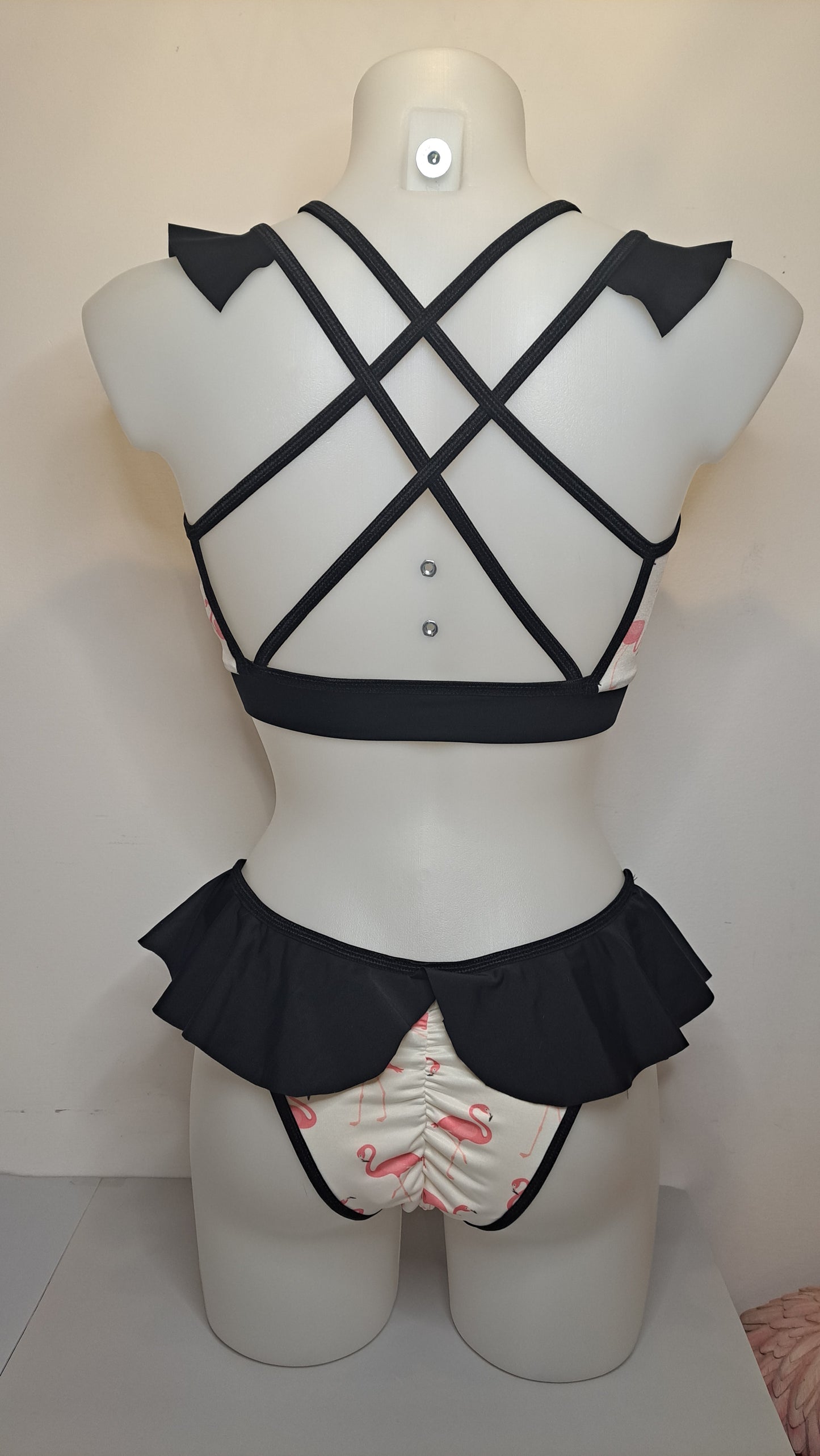 Completo monia bikini volant flamingo white (sample)