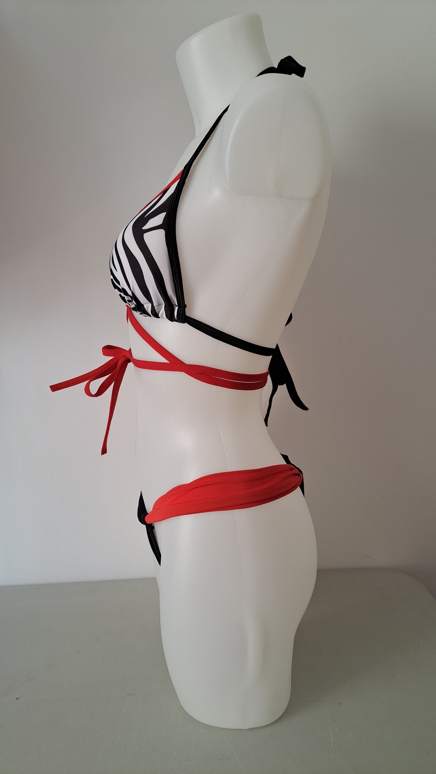 Completo bikini liv slip coco zebra rosso - Flamingo pole wear