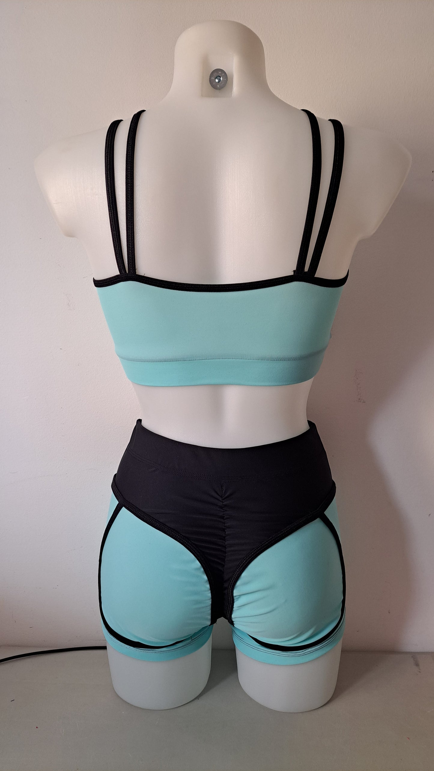Completo yoga booty azzurro nero
