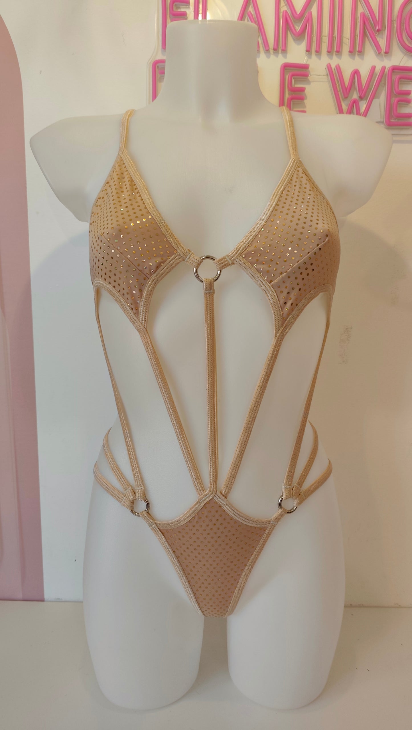 Body fake pailettes oro (sample)