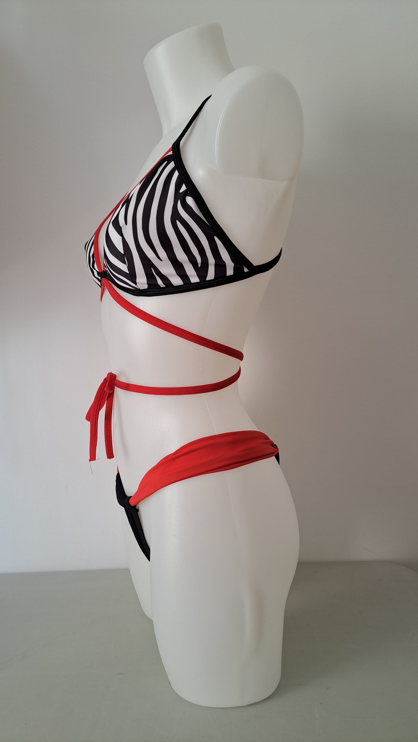 Completo bikini liv slip coco zebra rosso - Flamingo pole wear