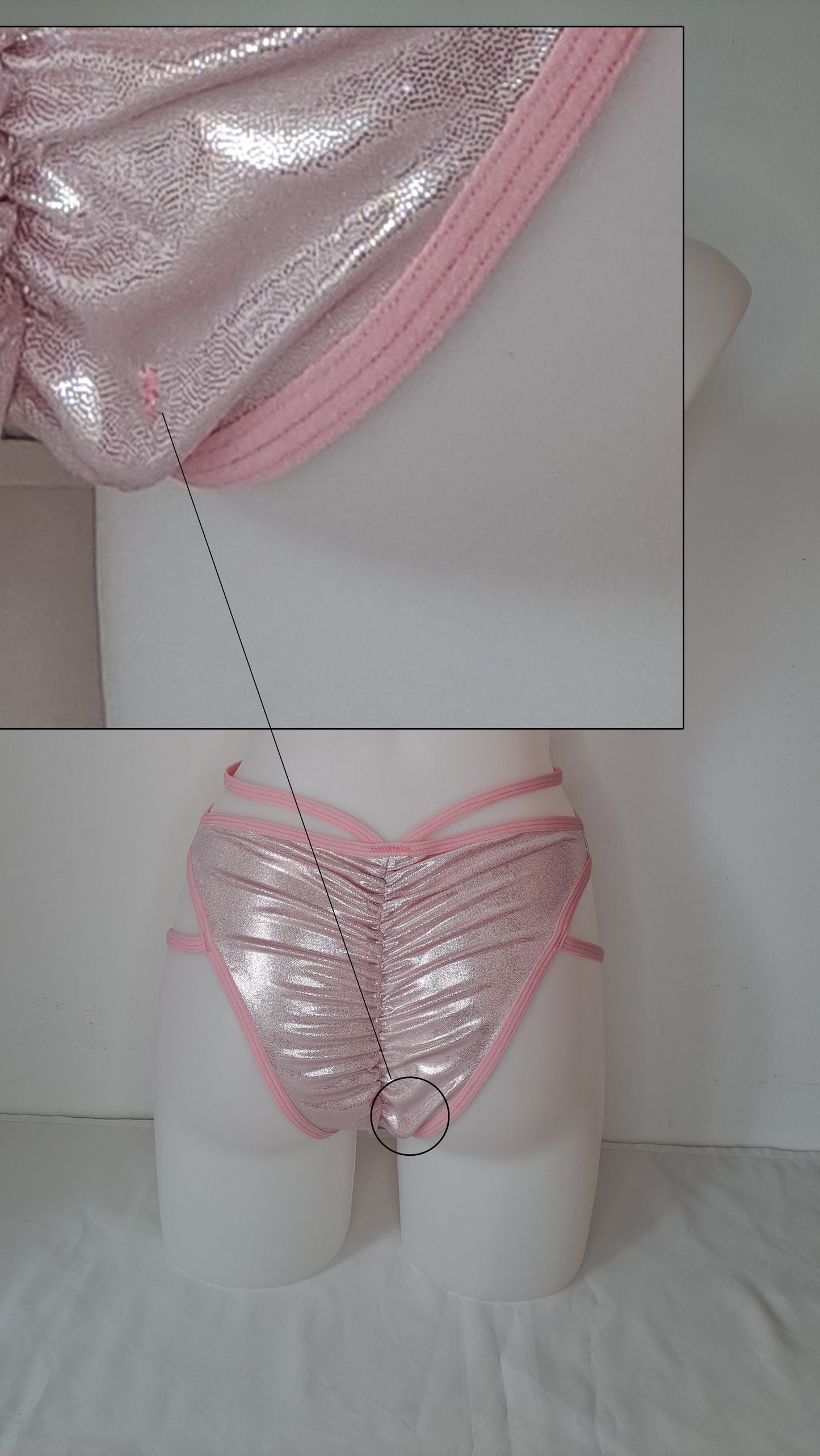 Slip high cut harness rosa metal