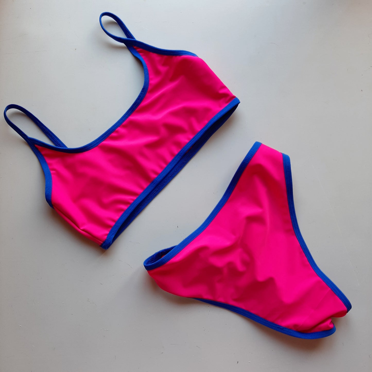 Completo lycra fucsia/bluette - Flamingo pole wear