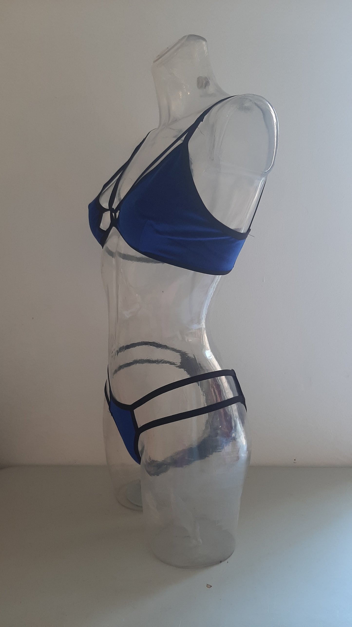 Completo roma harness velluto blu / nero - Flamingo pole wear