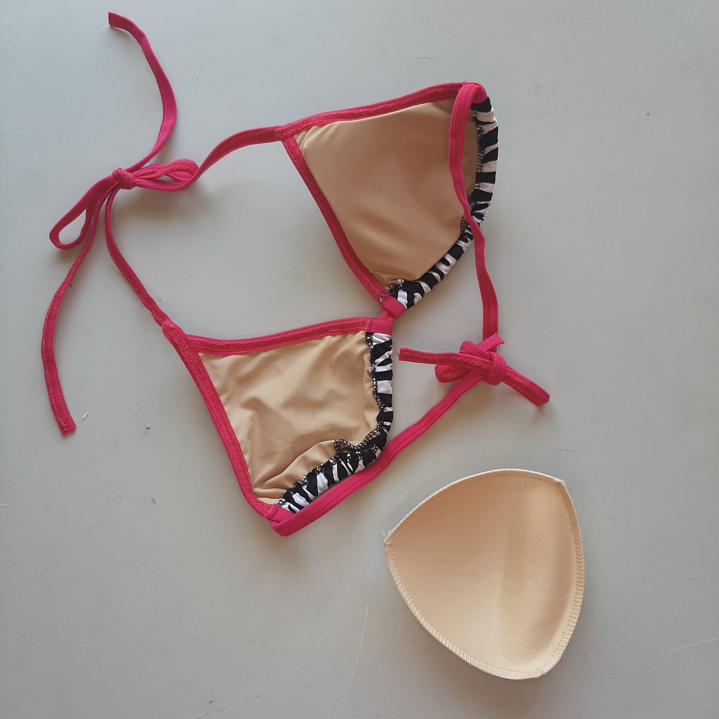 Completo bikini laccetti zebra / fucsia - Flamingo pole wear