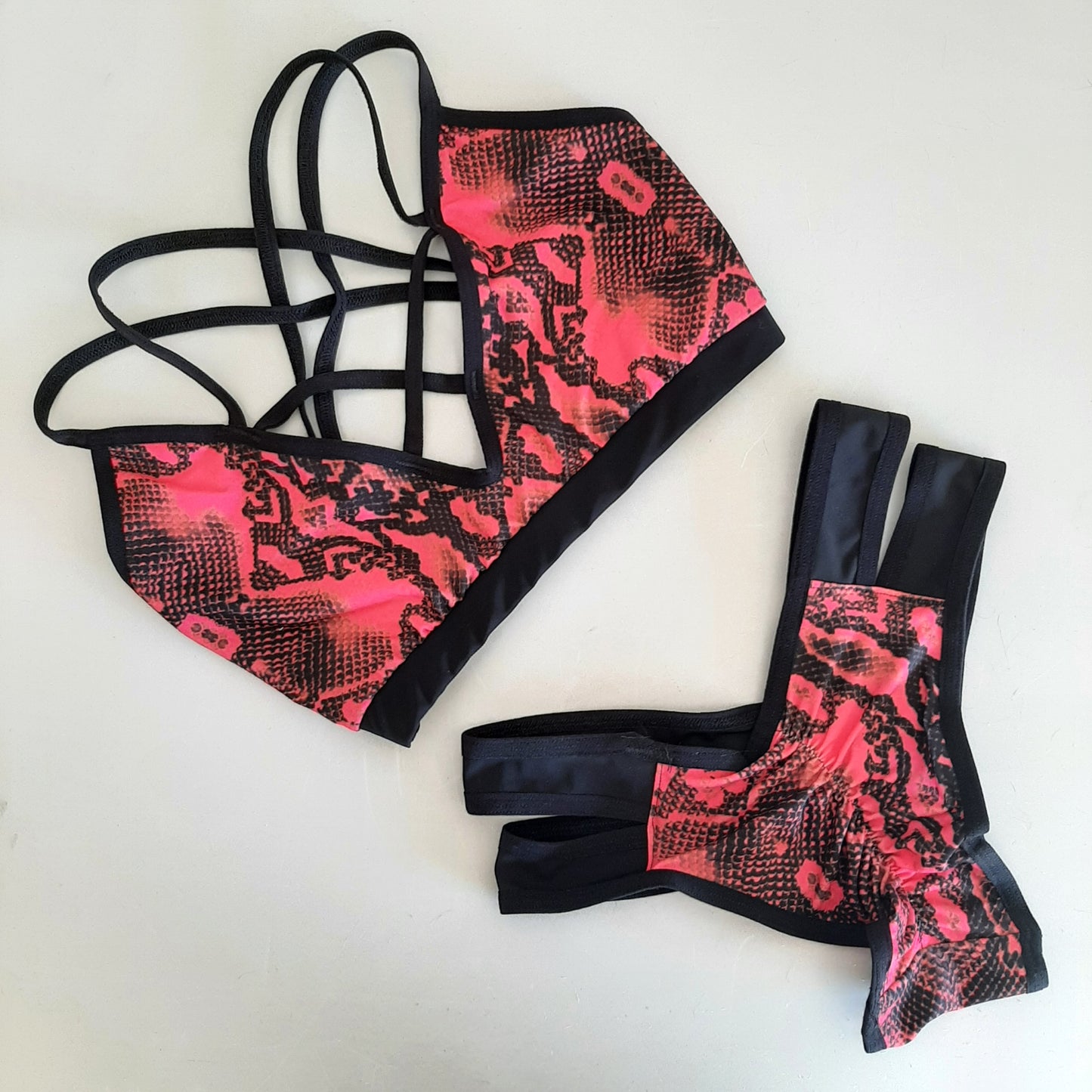 Completo pitone fucsia / nero - Flamingo pole wear