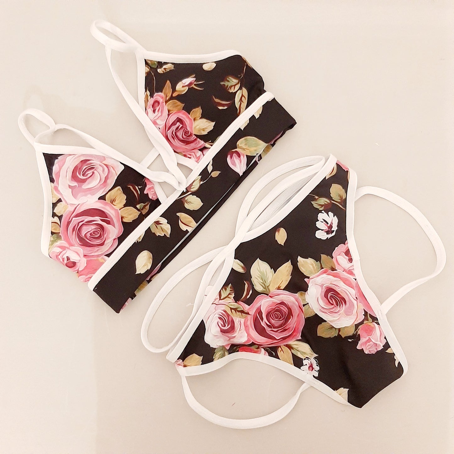 Completo monaco rose / bianco - Flamingo pole wear