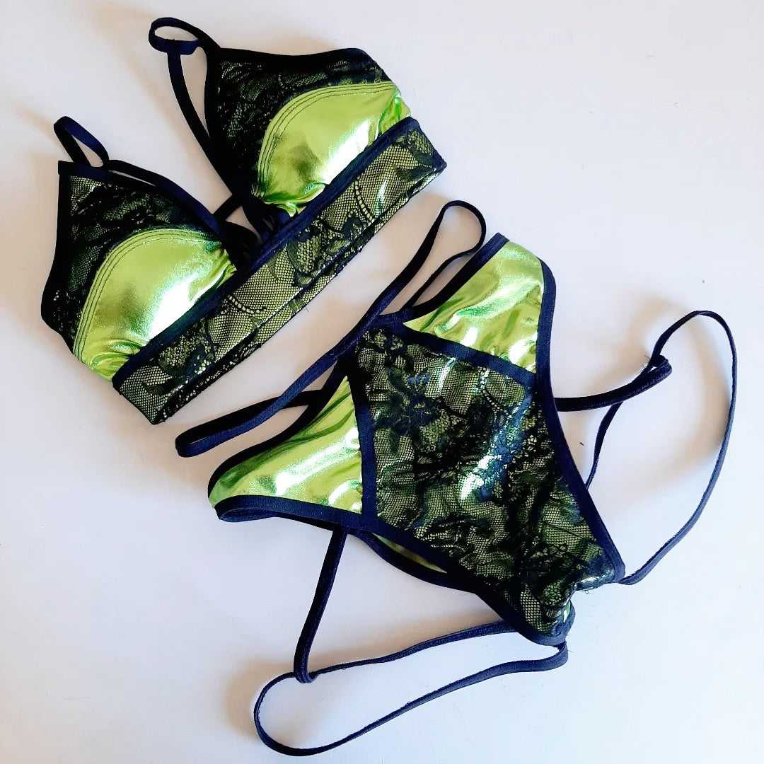 Completo metal pizzo lime / nero - Flamingo pole wear