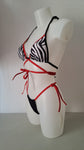 Completo bikini slip coco laccetti zebra rosso