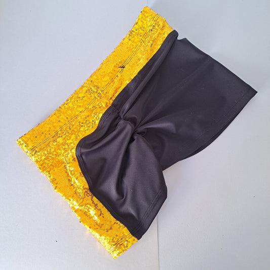 Slip shorty c/banda nero pailettes gialle