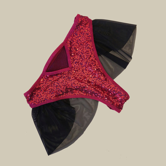 Slip telli rouches pailettes bordeaux nero