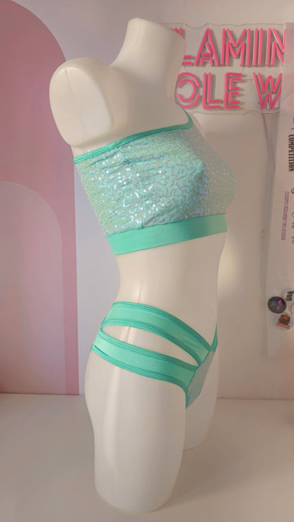 Slip stripes pailettes menta
