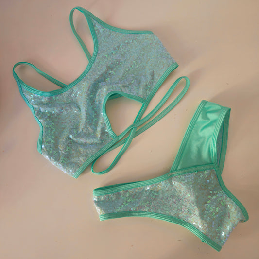 Top bales pailettes menta