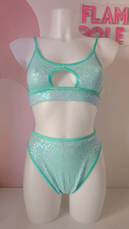 Slip high cut pailettes menta