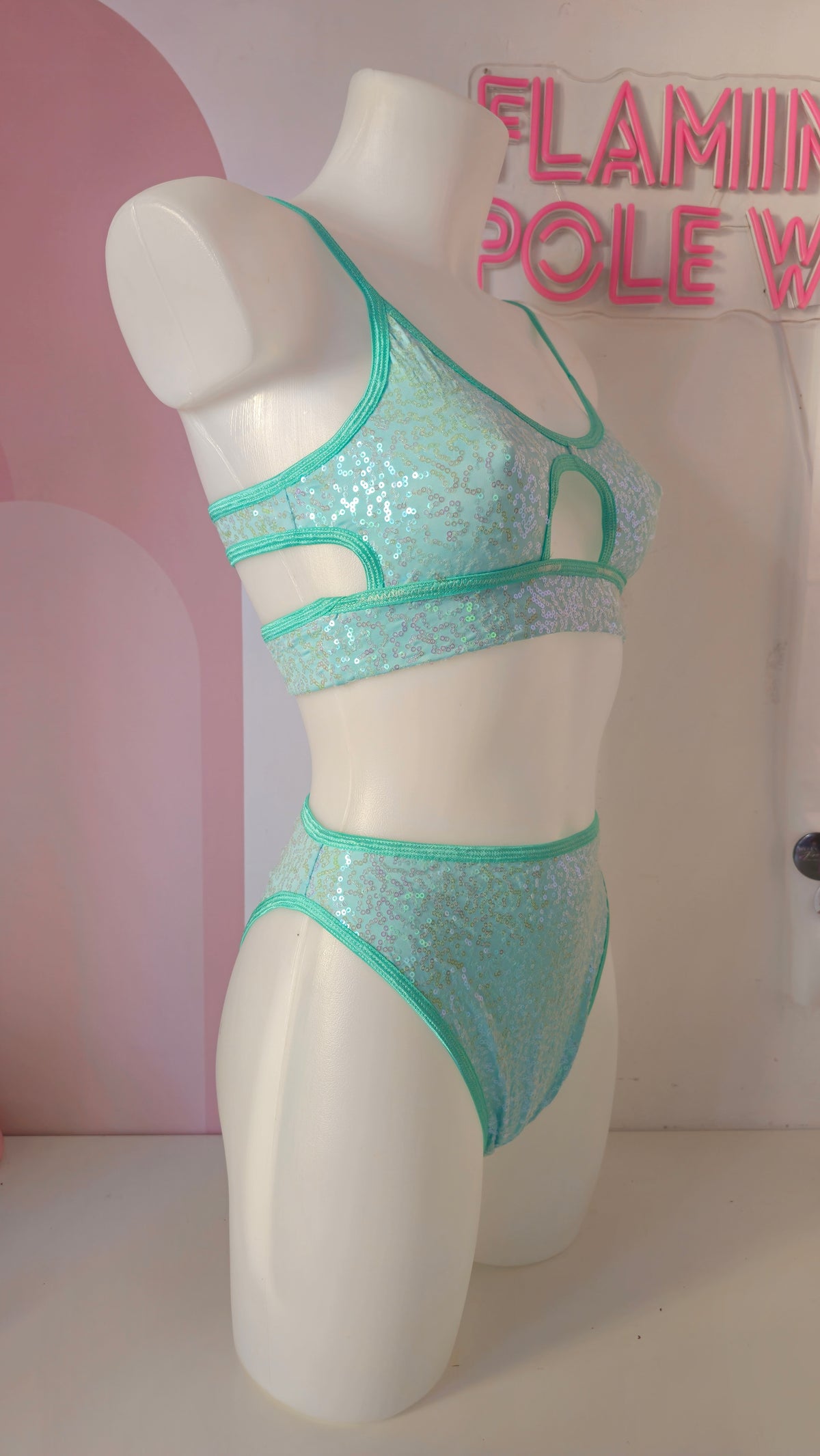 Slip high cut pailettes menta