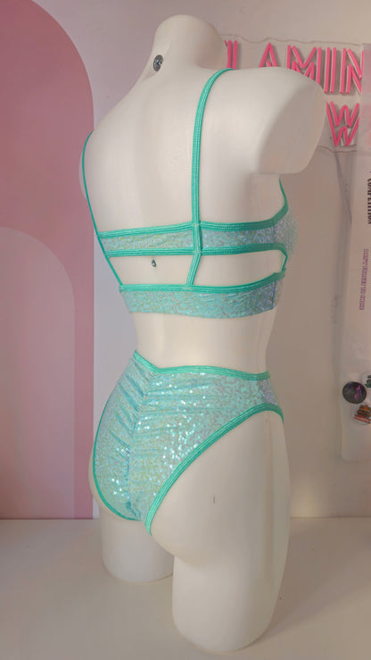 Slip high cut pailettes menta