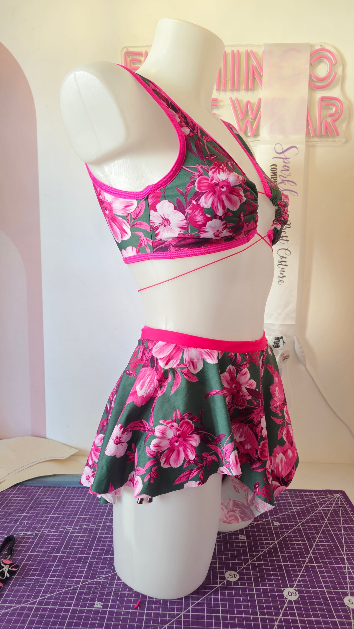 Slip shadowban elettra flower verde fucsia (sample)