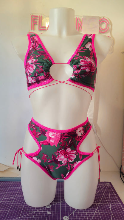 Completo elettra flower verde fucsia  (sample)