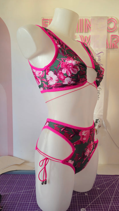 Completo elettra flower verde fucsia  (sample)