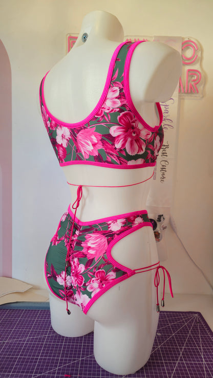 Completo elettra flower verde fucsia  (sample)