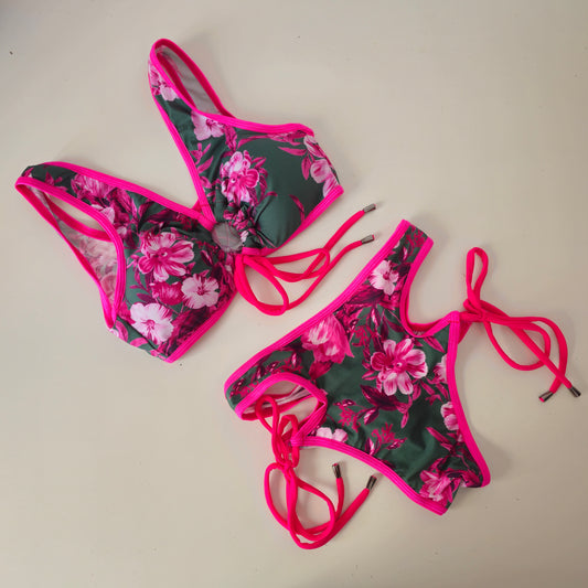 Completo elettra flower verde fucsia  (sample)