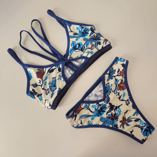 Completo telli vi vintage flower blu (sample)