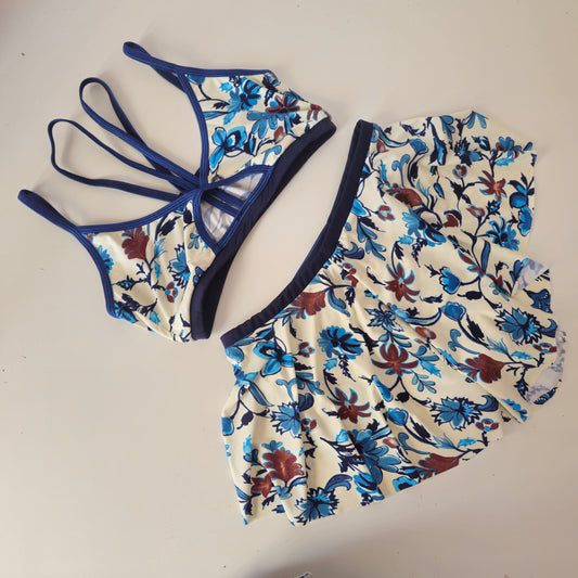 Slip shadowban vintage flower blu (sample)