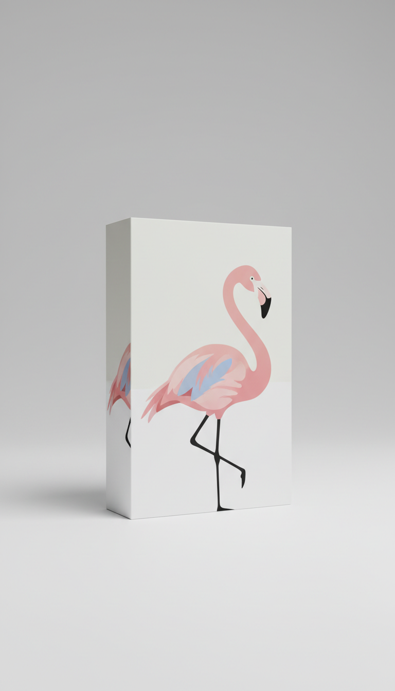 Packaging raffinato con motivo fenicottero