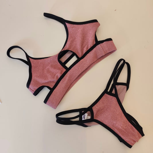 Completo summer roma lurex rosa nero