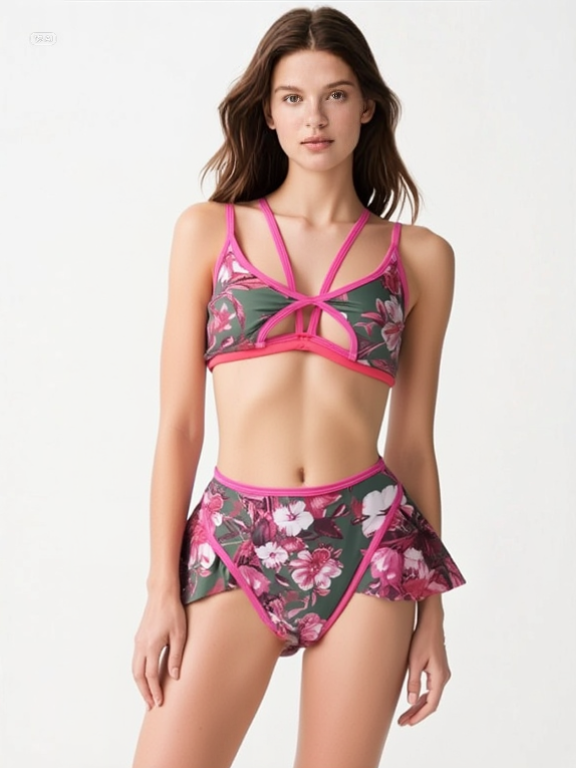 Completo telli rouches Green flower