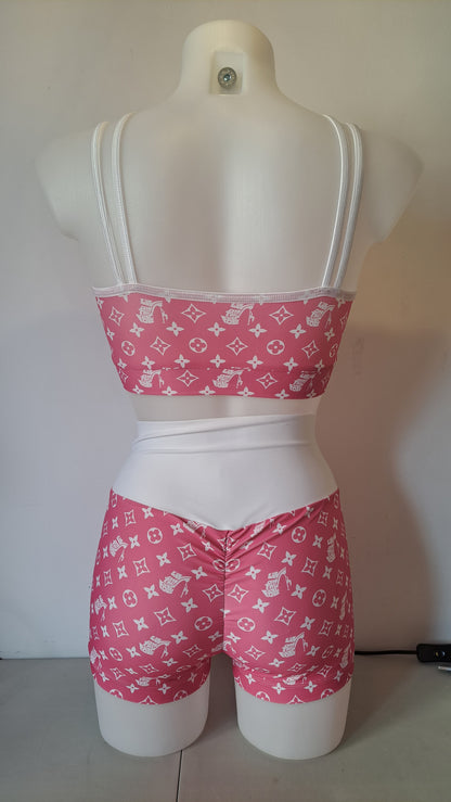 Completo yoga fitness liv fucsia bianco