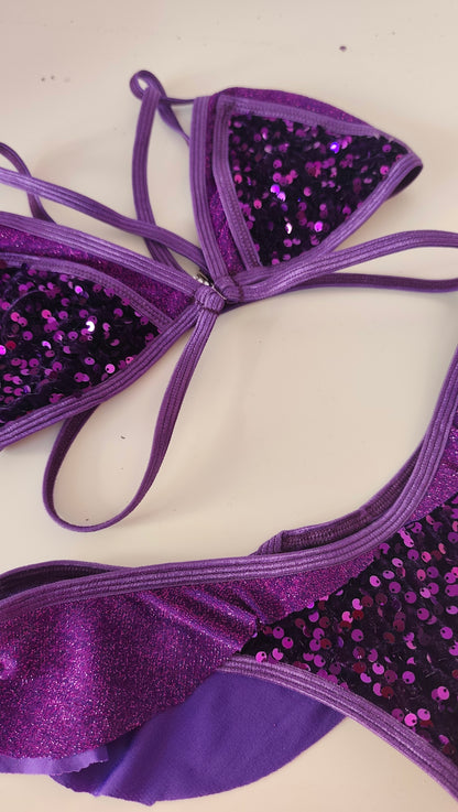 Completo liv patch slip bikini string c volant viola