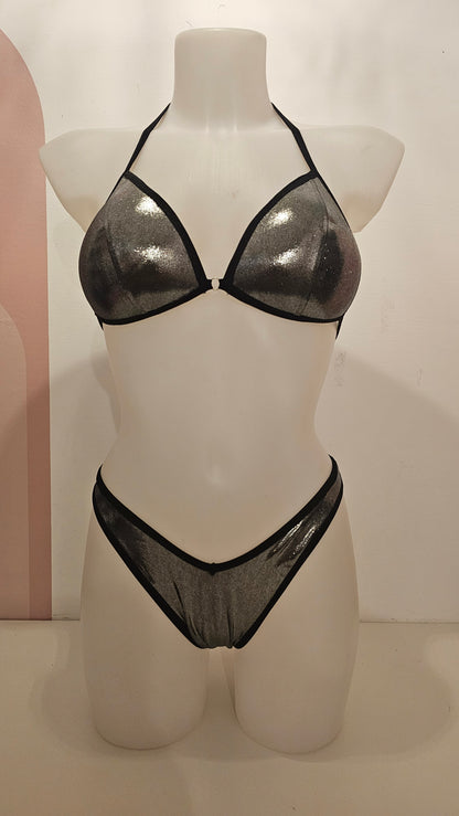 Completo bikini imbottito metal grigio scuro