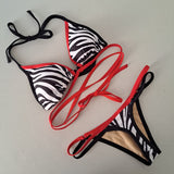 Completo bikini liv string zebra rosso