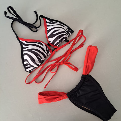 Completo bikini liv slip coco zebra rosso