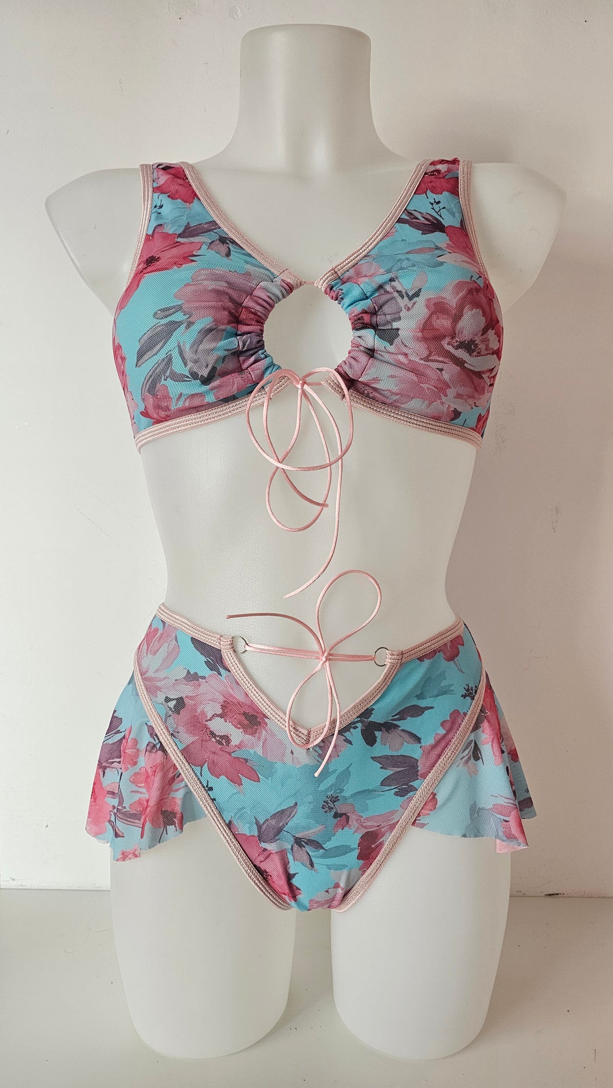 Completo elettra telli vi rouches flake blue flower