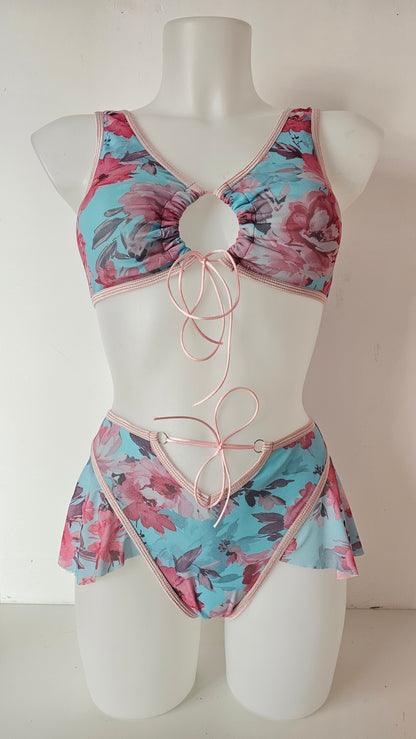 Completo elettra telli vi rouches flake blue flower