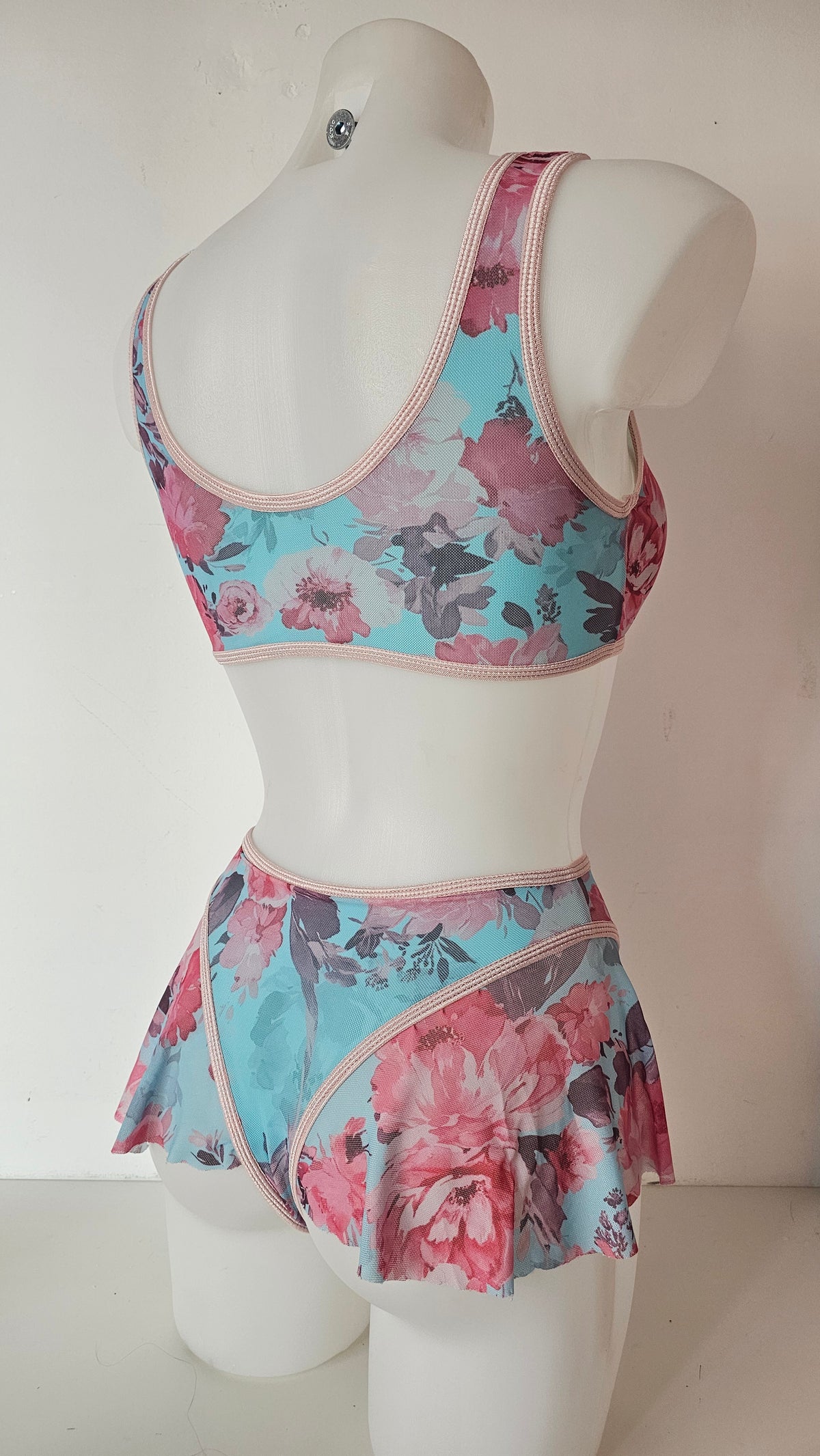 Completo elettra telli vi rouches flake blue flower